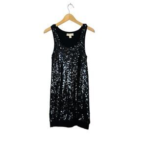 Michael Kors Black Sequin Mid Length Dress Size XS